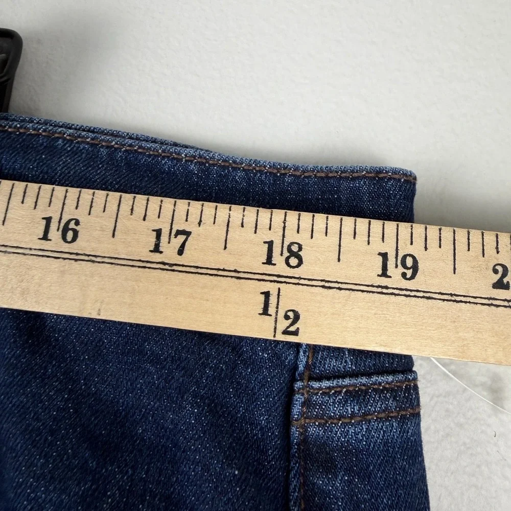 Loft Outlet Skinny Crop Jeans Women 16 (38x24.5) Blue Denim Frayed Hem Dark Wash